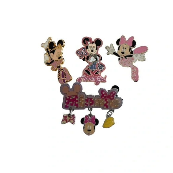 Disney Pins Set of 4 Minnie Girl, Minnie Ballerina, Minnie Name Dangle 2005 - Picture 2 of 8